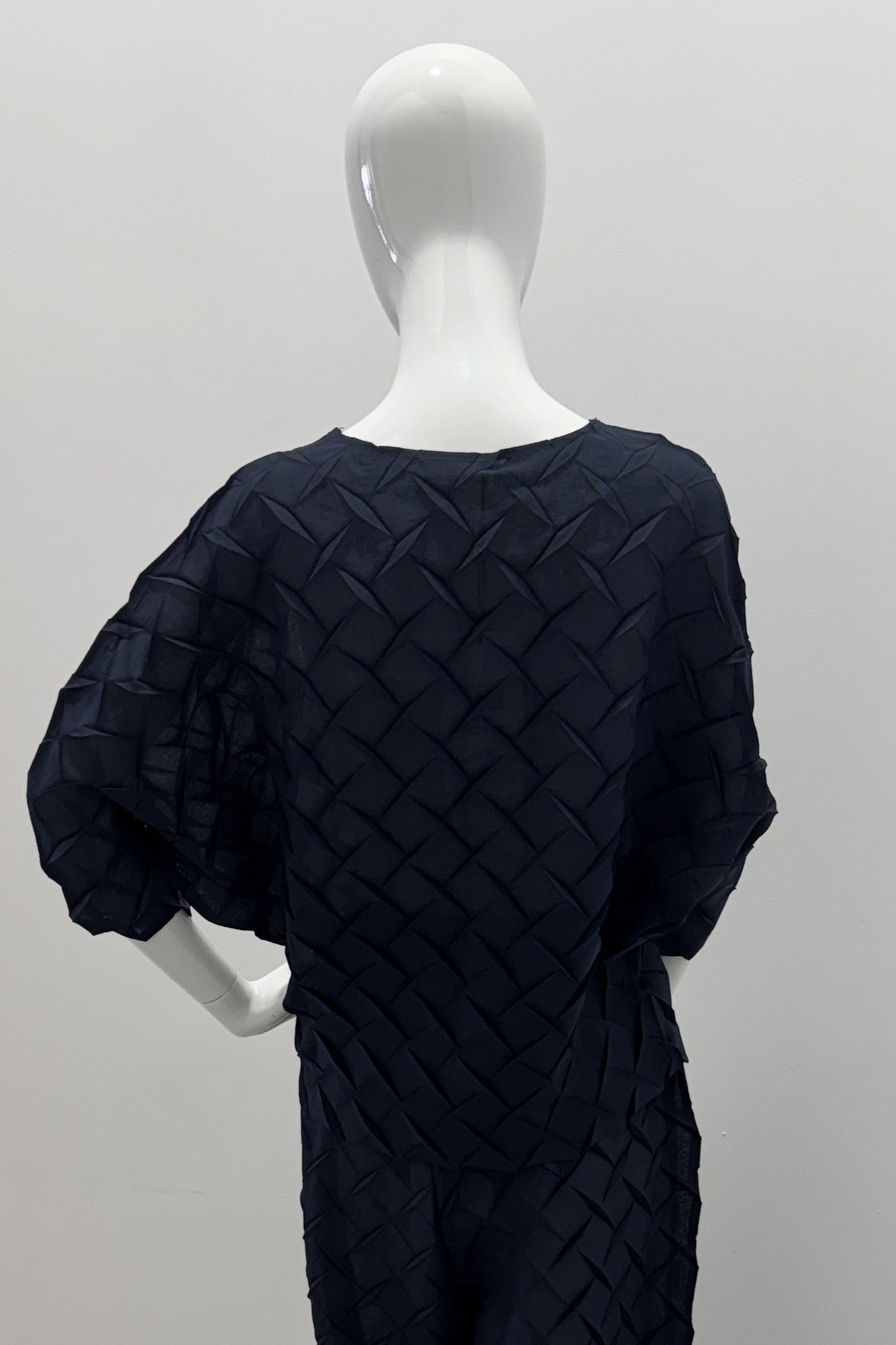 Meimeij Geometric Plisse Blouse Midnight Blue