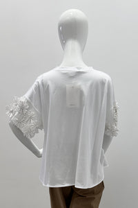 Meimeij Flower Sleeve T-Shirt Off White