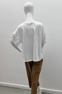 Meimeij Flower Sleeve T-Shirt Off White