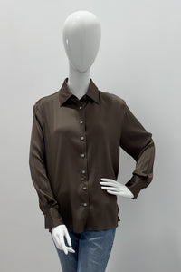 Repeat Silk Shirt With Side Slits Mud