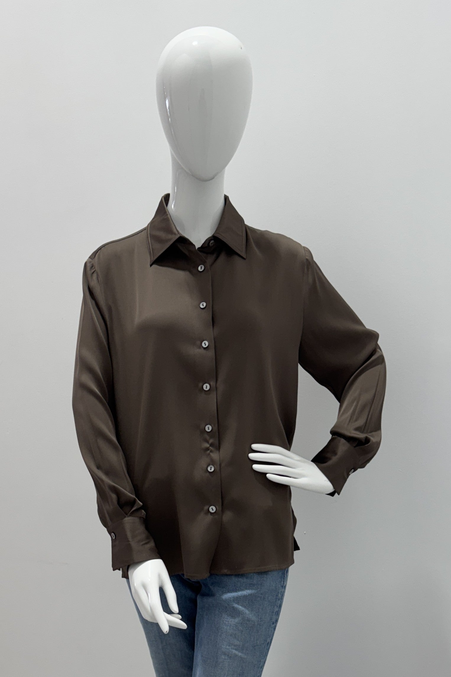 Repeat Silk Shirt With Side Slits Mud