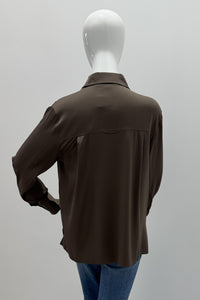 Repeat Silk Shirt With Side Slits Mud