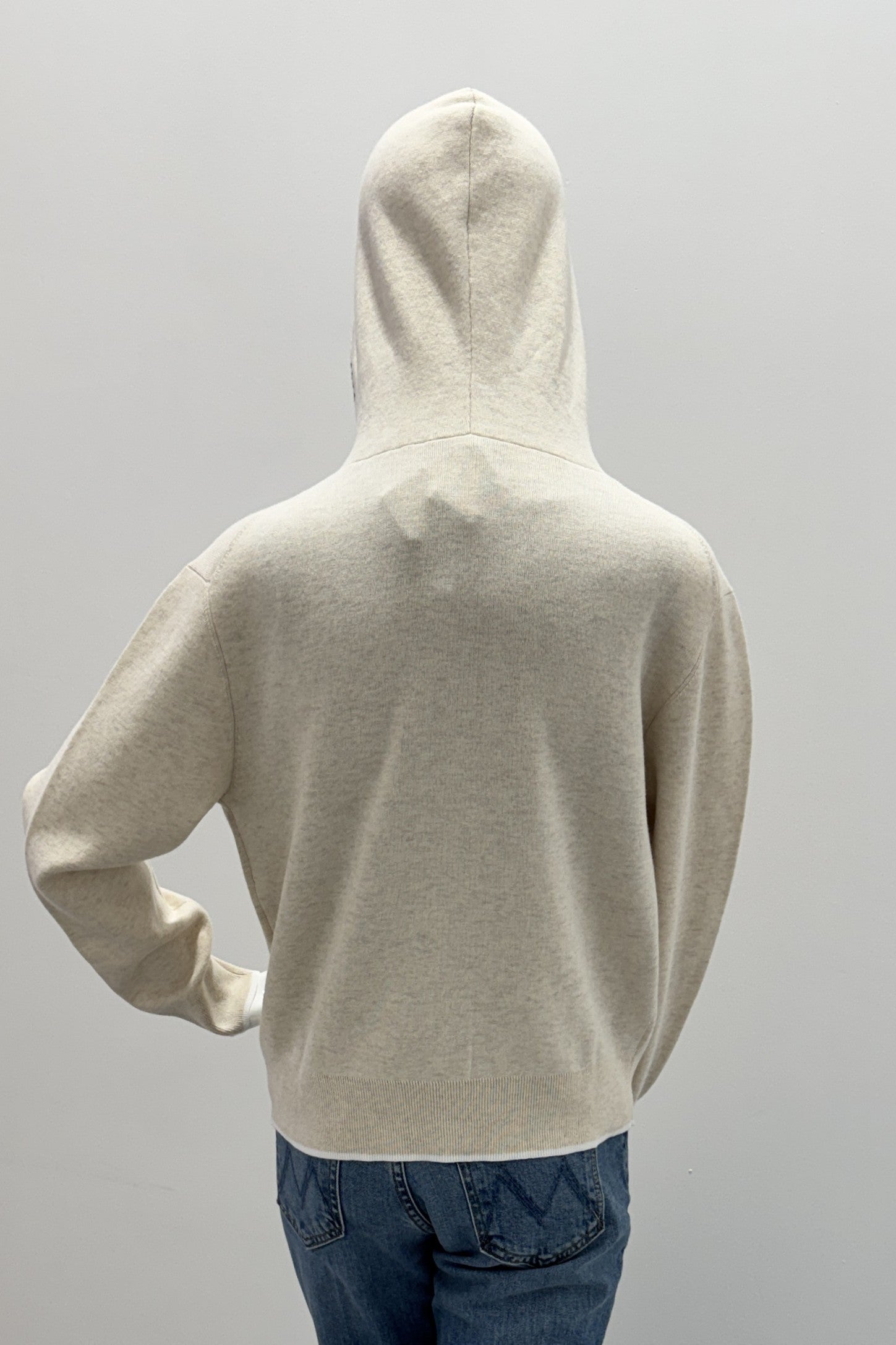 Repeat Hooded Cotton-Blend Cardigan With Contrast Trim