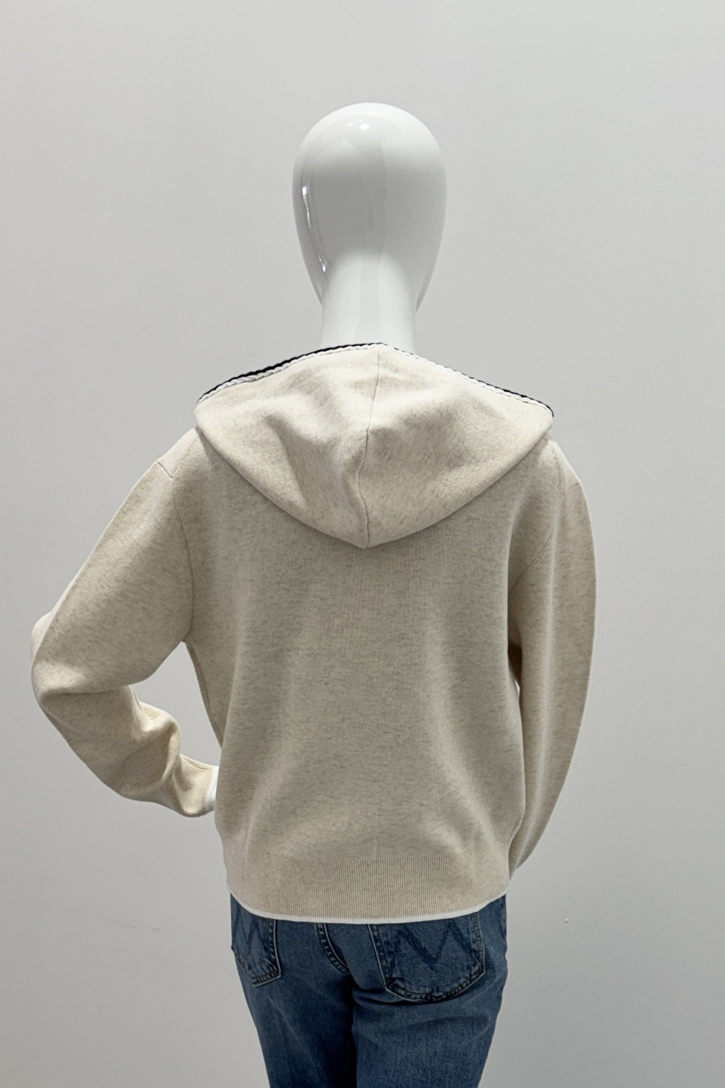 Repeat Hooded Cotton-Blend Cardigan With Contrast Trim