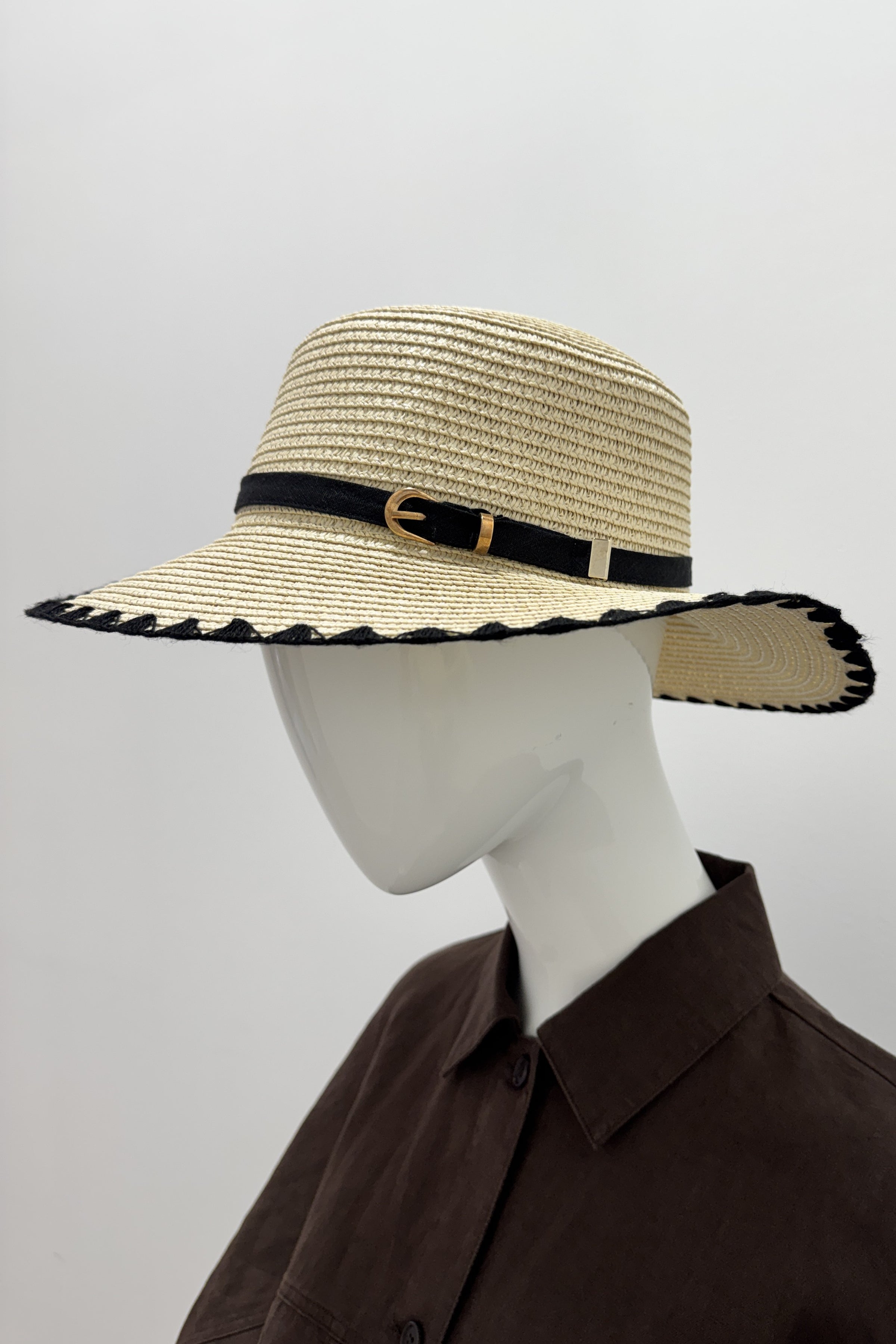 Purotatto Chapeau de Paille Naturel-Noir