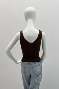 Purotatto Top en Coton Col V Marron
