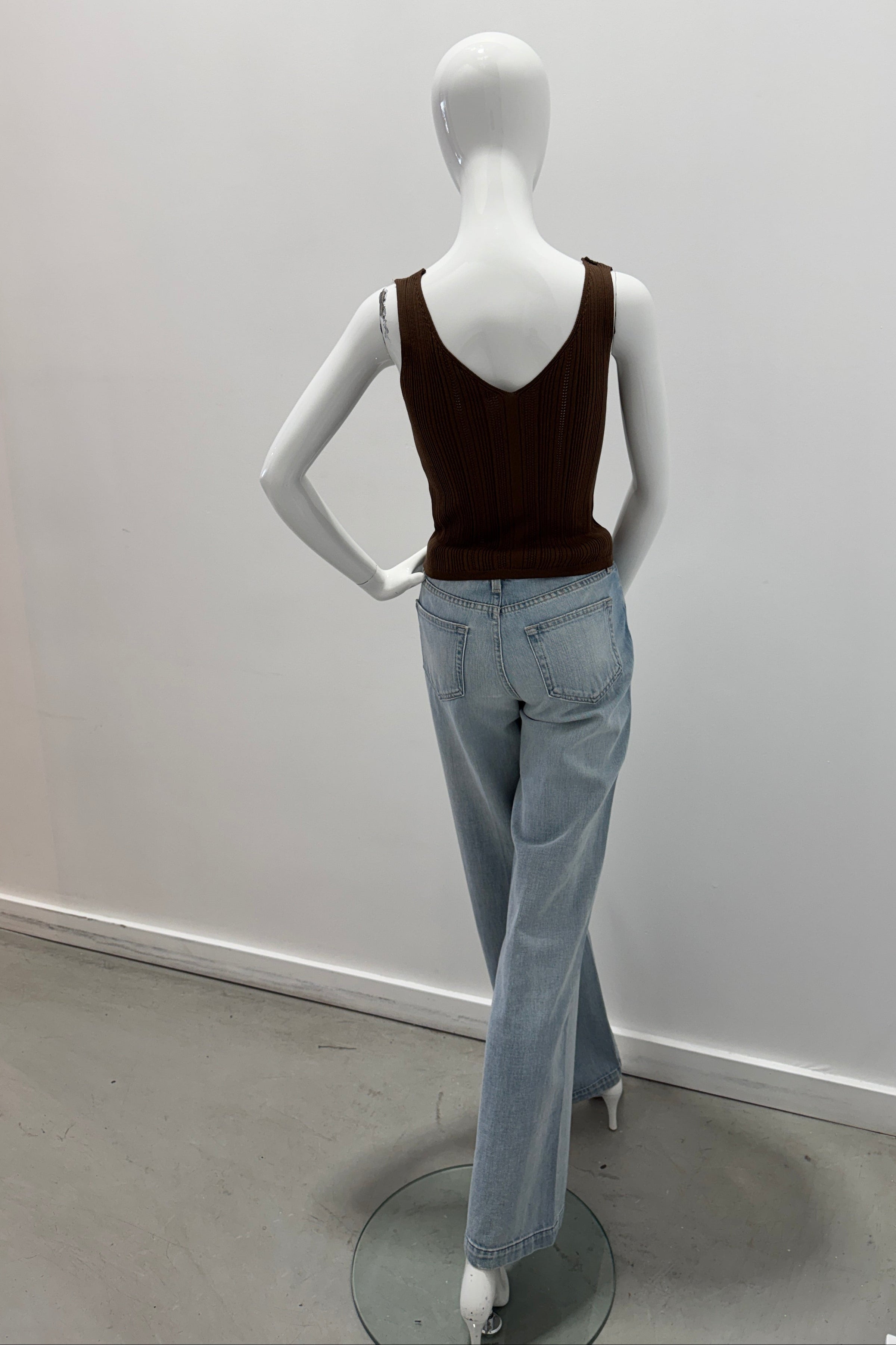 Purotatto Top en Coton Col V Marron