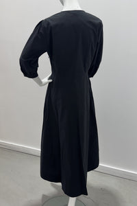 Marella Poplin Cotton Dress With Belt Black