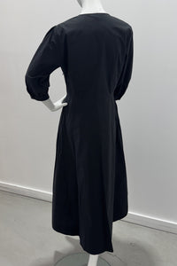 Marella Poplin Cotton Dress With Belt Black