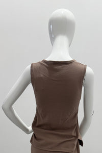 Majestic Filatures Organic Cotton Knit Crewneck Tank Coffee Latte