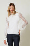 Twinset Dual-Use Jumper with Lace Sleeves