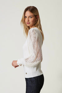 Twinset Dual-Use Jumper with Lace Sleeves