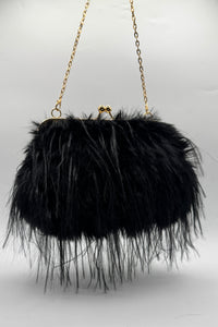 Tres Chic Clutch Fur Black