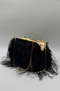 Tres Chic Clutch Fur Black