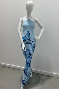 Robe maxi biais dos nu Rococo Sand bleue
