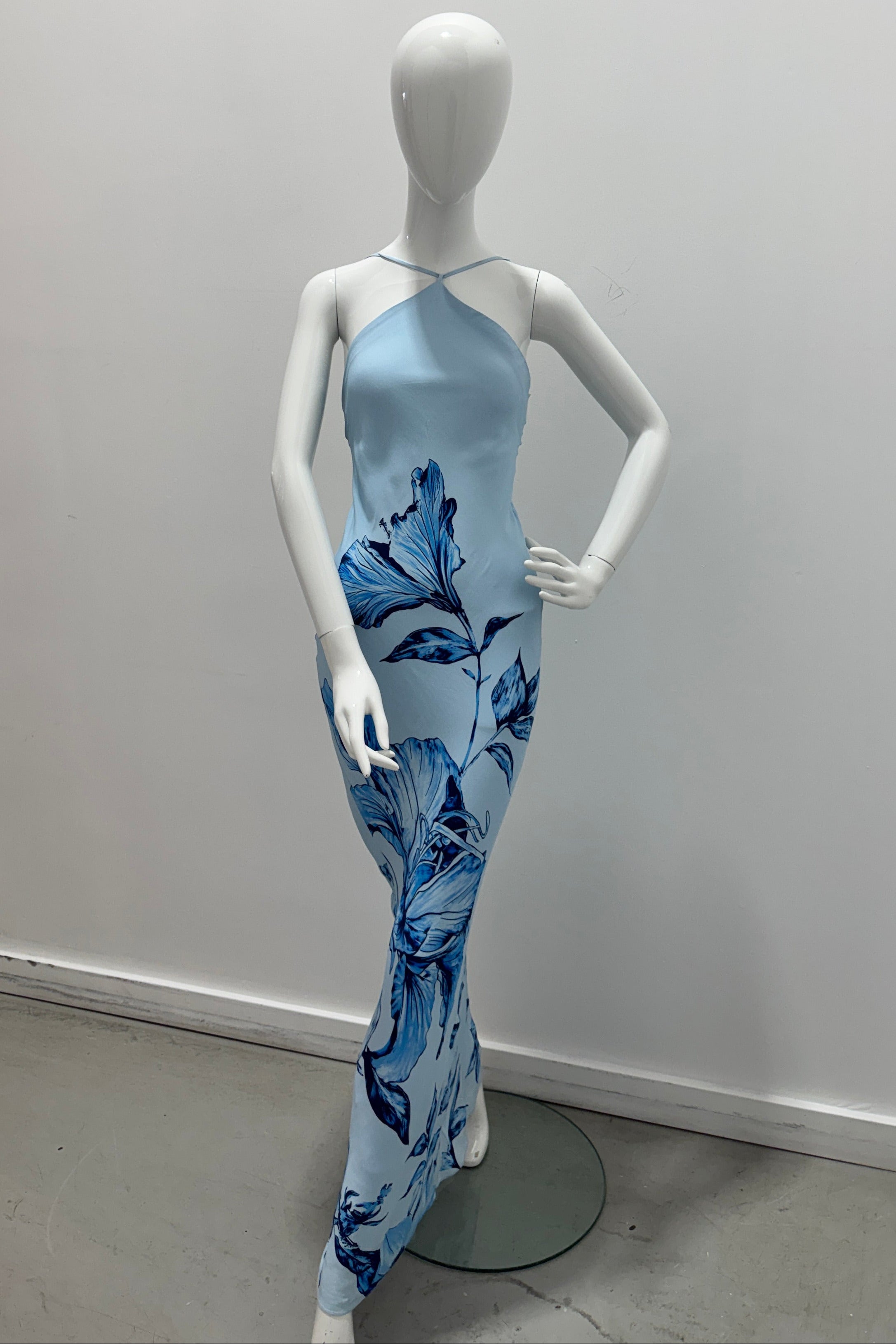 Robe maxi biais dos nu Rococo Sand bleue