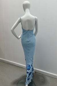 Robe maxi biais dos nu Rococo Sand bleue