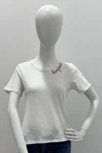 Cinq A Sept Rhinestone Bonjour Shrunken Tee WGOB