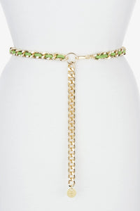 Brave Suede Leather Doone Chain Belt Techno Green