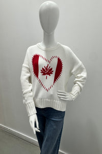 Kerri Rosenthal Boyfriend Maple Leaf Sweater White