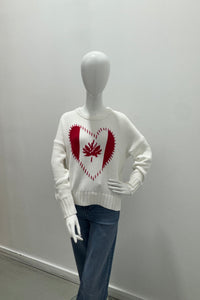 Kerri Rosenthal Boyfriend Maple Leaf Sweater White