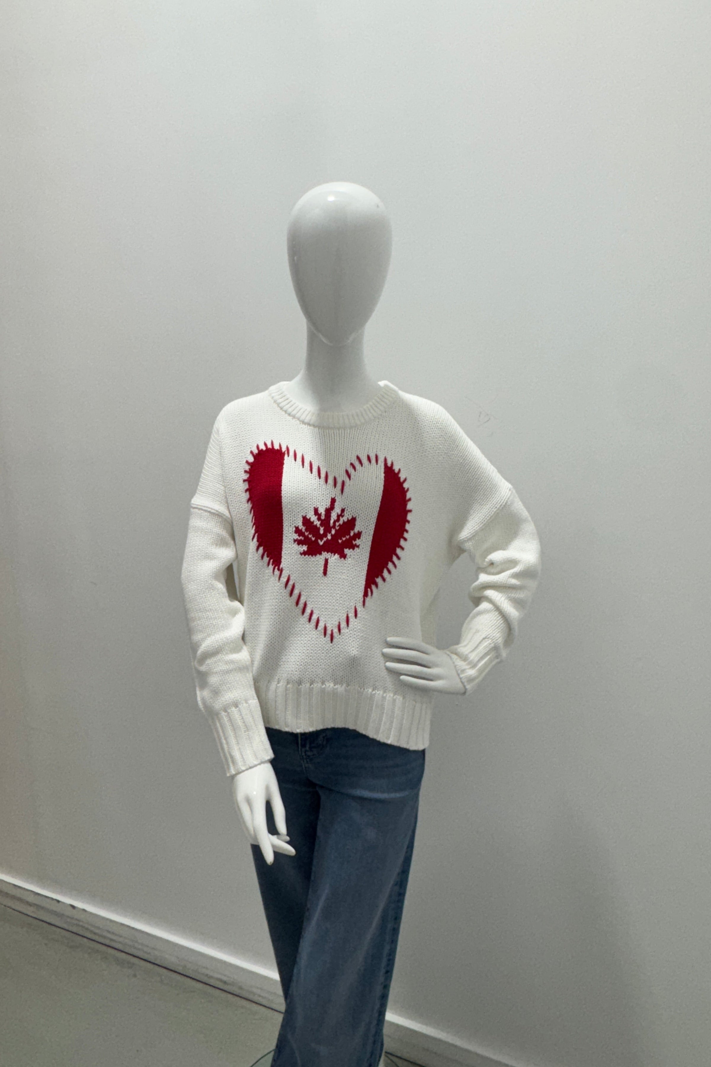 Kerri Rosenthal Boyfriend Maple Leaf Sweater White