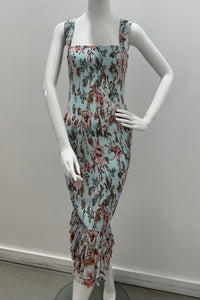 Robe courte smockée bleue Hemant & Nandita