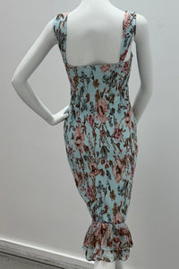 Robe courte smockée bleue Hemant & Nandita