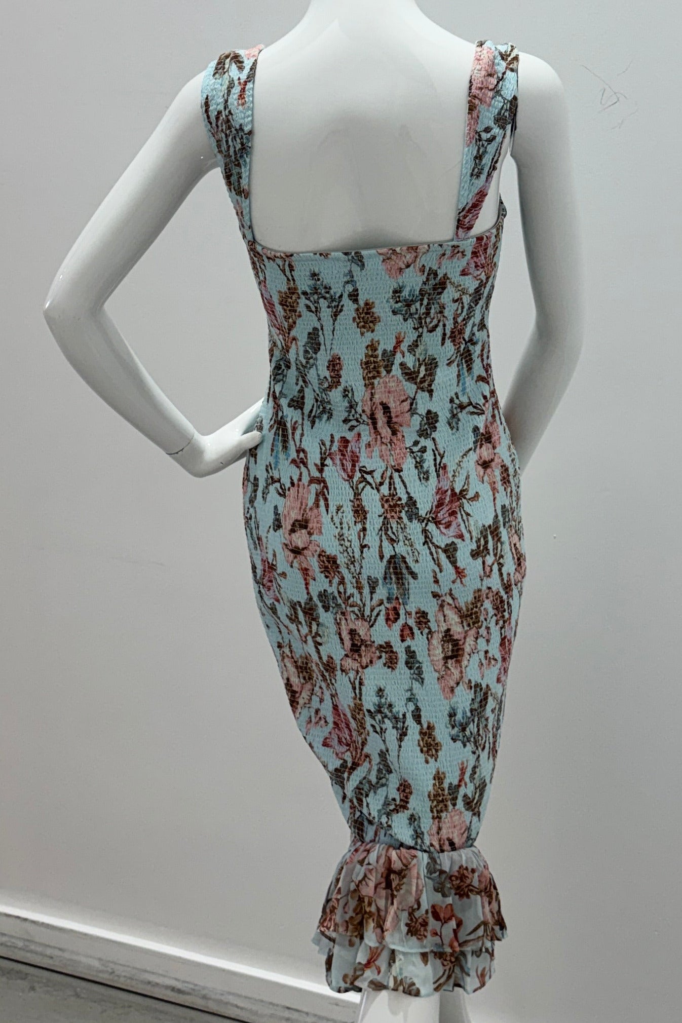 Robe courte smockée bleue Hemant & Nandita