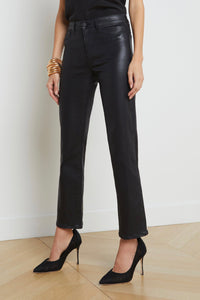 L'Agence Ginny Coated Jeans with Zipper Detail