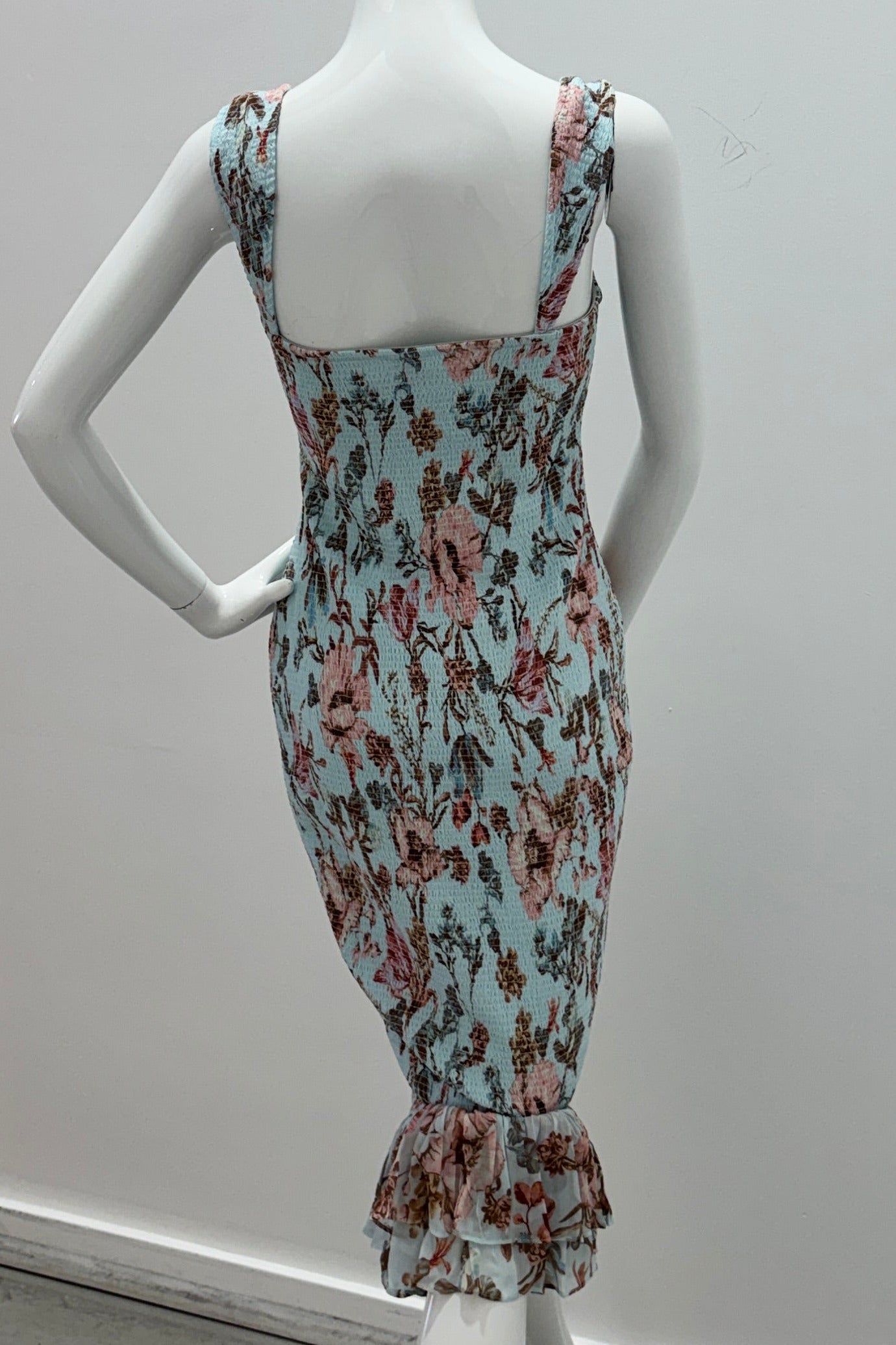 Robe courte smockée bleue Hemant & Nandita