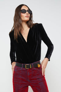 L'Agence Kallie Crossover Velvet Bodysuit