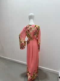 Maxi kaftan Hemant & Nandita avec ceinture rose