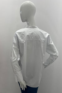 Oui Optic White Blouse with Chinese Collar