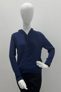 Majestic Filatures Organic Cotton Knit L/S Zip Front Hoodie Blue Moon
