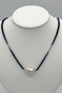 Ricki Goldstein Sapphire and Baroque Freshwater Pearl Necklace