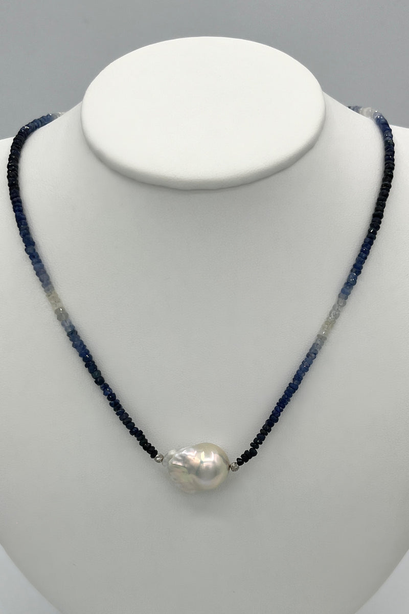 Ricki Goldstein Sapphire and Baroque Freshwater Pearl Necklace