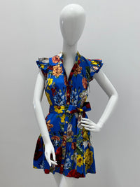 Alice + Olivia Cora Flutter Sleeve Tiered Mini Shirt Dress Endless Blossom SM