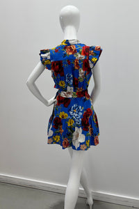 Alice + Olivia Cora Flutter Sleeve Tiered Mini Shirt Dress Endless Blossom SM