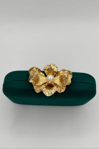 Très Chic Flower Clutch Teal