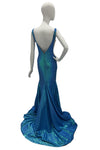 Jovani Iridescent V-Neck Sequin Gown