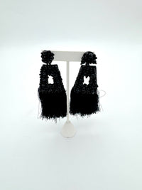 Très Chic Fringe Earrings Black