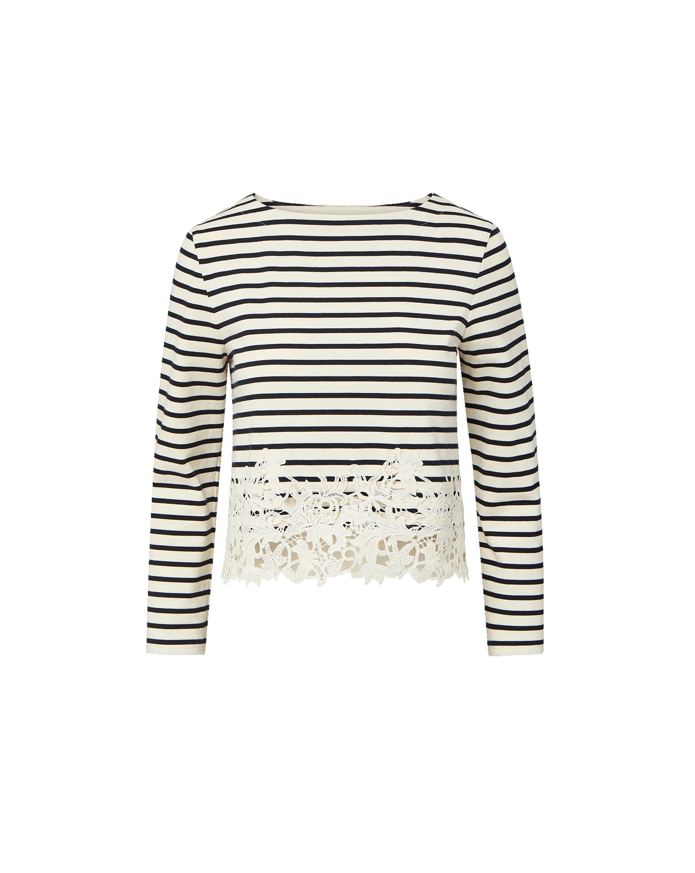 Veronica Beard Hovey Striped Lace T-Shirt