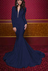 Jessica Angel Long Sleeve Deep V Gown