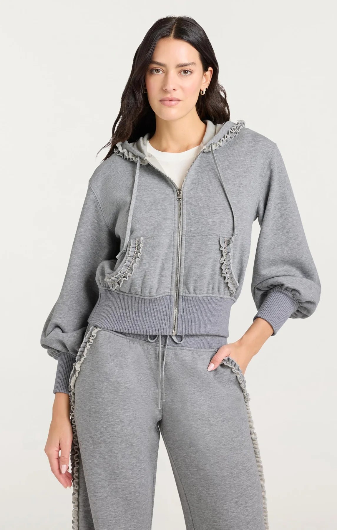 Cinq A Sept Heather Maddie Zip Up Sweatshirt