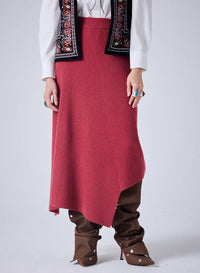 Notshy Juliette Asymetrical Cashmere Midi Skirt
