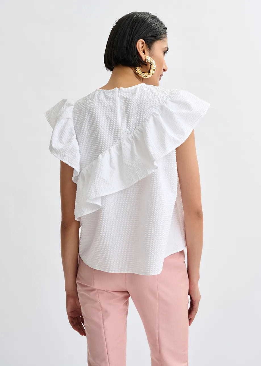 Essentiel Antwerp JooJoo Googoo Crinkle Top White
