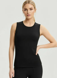 Majestic Filatures Organic Cotton Knit Crewneck Tank Coffee Latte
