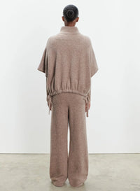 Majestic Filatures Ultra-Soft Alpaca Elbow-Sleeve Zip Front Poncho Desert