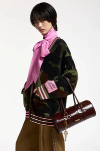 Essentiel Antwerp Kamoo Camouflage Knit Cardigan Brown/Khaki/Pink